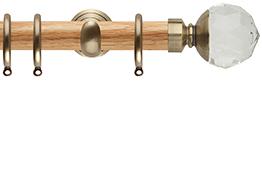 Neo 28mm Oak Wood Pole, Spun Brass Cup, Clear Faceted Ball