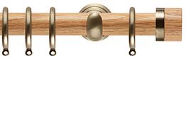 Neo 28mm Oak Wood Pole, Spun Brass Cup, Oak Stud