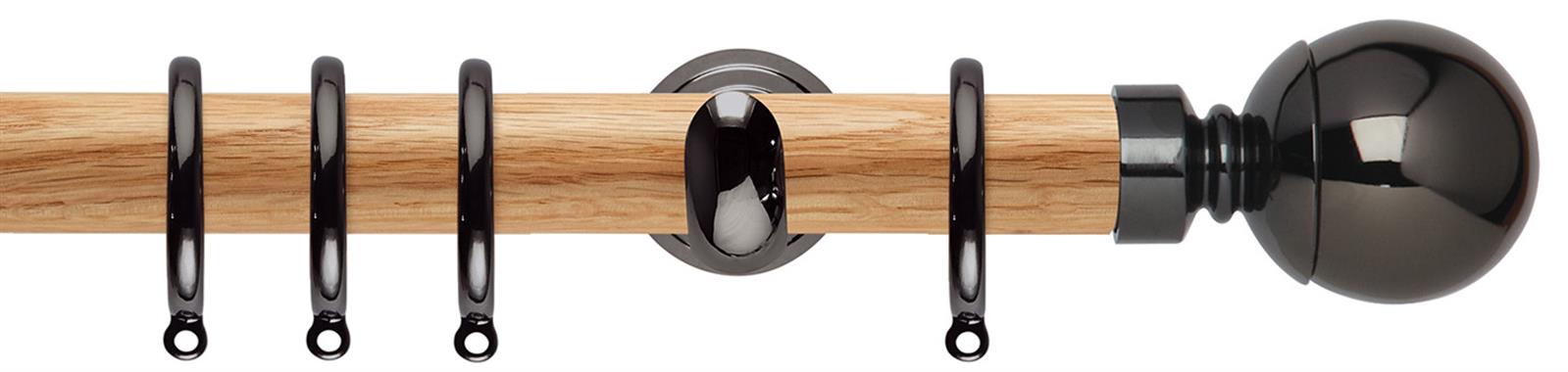 Neo 28mm Oak Wood Pole, Black Nickel Cup, Ball