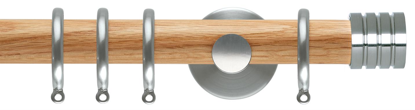Neo 28mm Oak Wood Pole, Stainless Steel, Stud