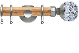 Neo 28mm Oak Wood Pole, Stainless Steel, Jewelled Ball