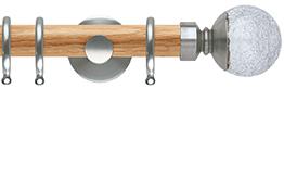 Neo 28mm Oak Wood Pole, Stainless Steel, Crackled Glass Ball