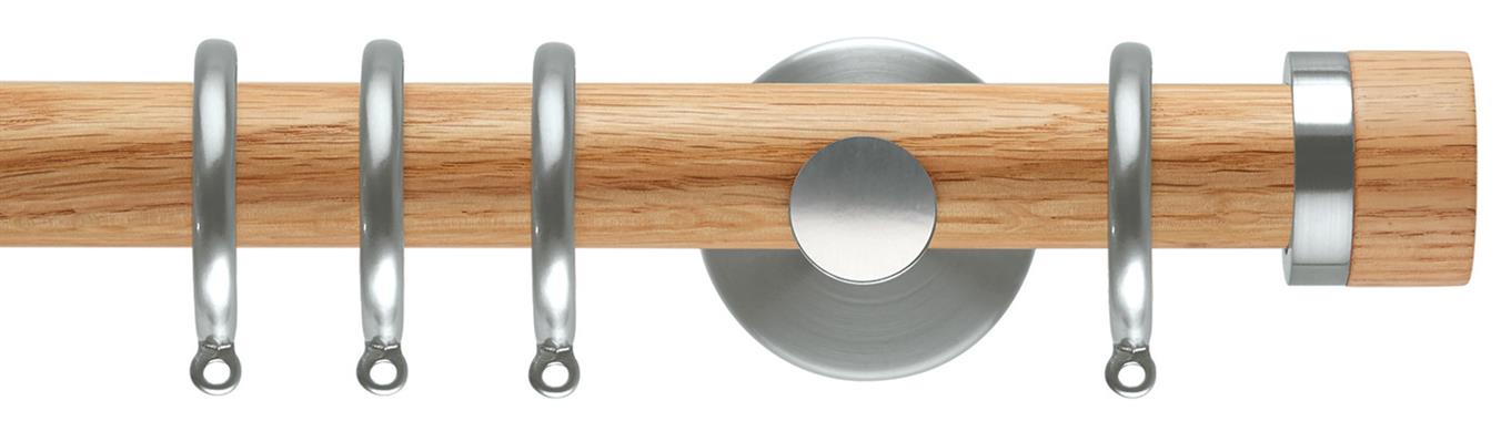 Neo 28mm Oak Wood Pole, Stainless Steel, Oak Stud