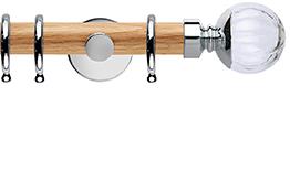 Neo 28mm Oak Wood Pole, Chrome, Clear Pumpkin Ball
