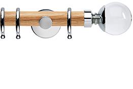 Neo 28mm Oak Wood Pole, Chrome, Clear Ball