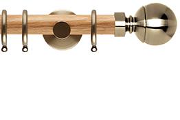 Neo 28mm Oak Wood Pole, Spun Brass, Ball