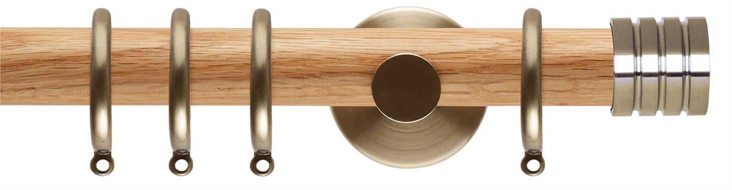 Neo 28mm Oak Wood Pole, Spun Brass, Stud