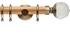 Neo 28mm Oak Wood Pole, Spun Brass, Clear Faceted Ball