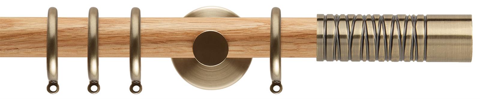 Neo 28mm Oak Wood Pole, Spun Brass, Wired Barrel