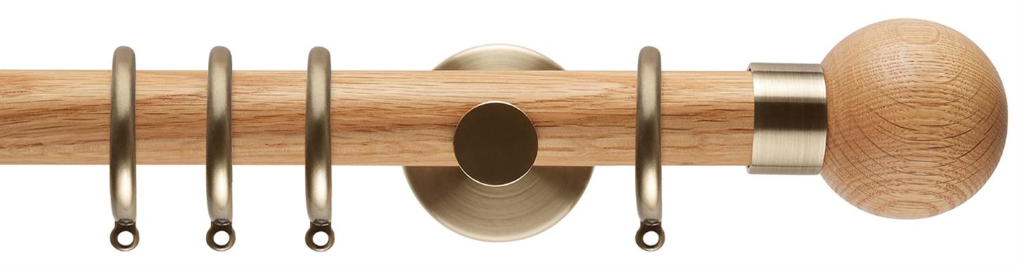 Neo 28mm Oak Wood Pole, Spun Brass, Oak Ball