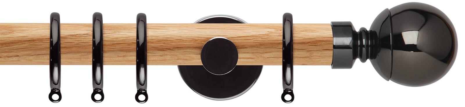 Neo 28mm Oak Wood Pole, Black Nickel, Ball