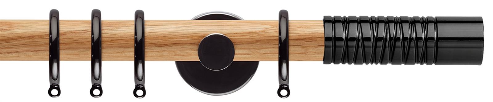 Neo 28mm Oak Wood Pole, Black Nickel, Wired Barrel