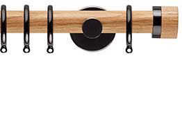 Neo 28mm Oak Wood Pole, Black Nickel, Oak Stud