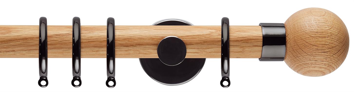 Neo 28mm Oak Wood Pole, Black Nickel, Oak Ball