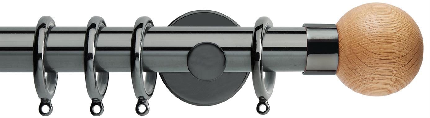 Neo 28mm Metal Pole,Black Nickel,Oak Ball