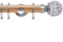 Neo 35mm Oak Wood Pole, Stainless Steel, Jewelled Ball