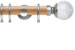 Neo 35mm Oak Wood Pole, Stainless Steel, Crackled Glass Ball