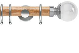 Neo 35mm Oak Wood Pole, Stainless Steel, Clear Ball