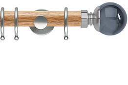 Neo 35mm Oak Wood Pole, Stainless Steel, Smoke Grey Ball