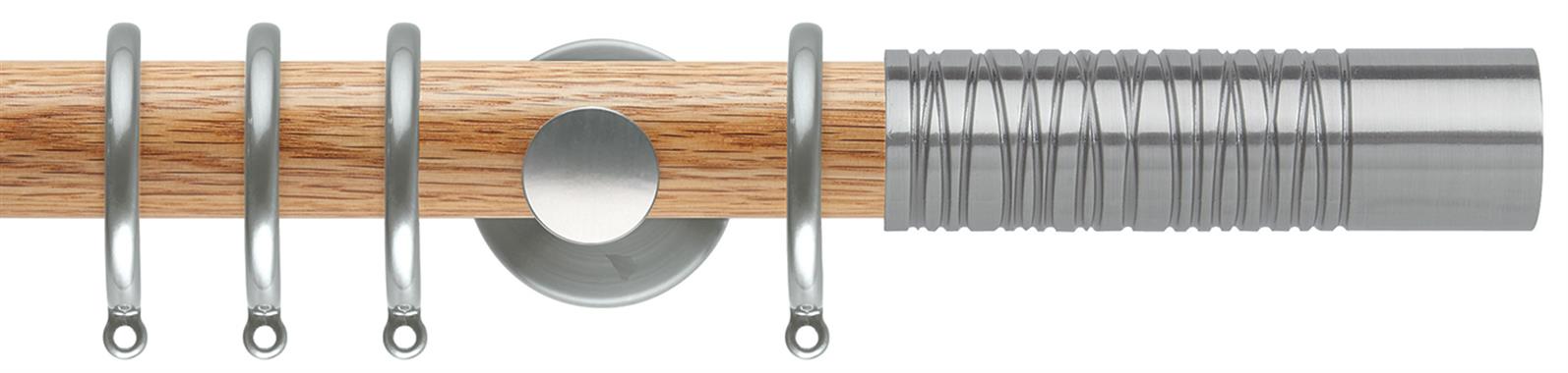 Neo 35mm Oak Wood Pole, Stainless Steel, Wired Barrel