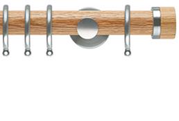 Neo 35mm Oak Wood Pole, Stainless Steel, Oak Stud
