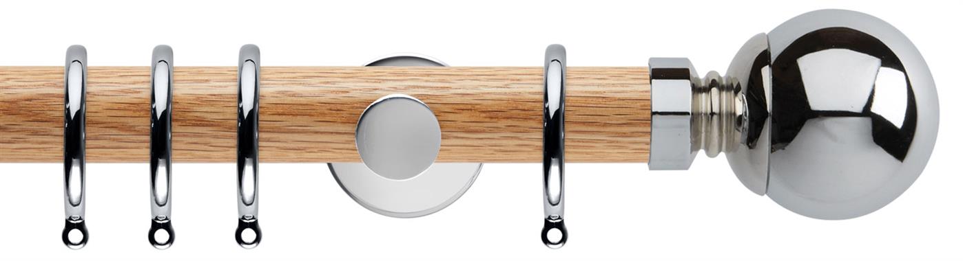 Neo 35mm Oak Wood Pole, Chrome, Ball