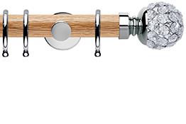 Neo 35mm Oak Wood Pole, Chrome, Jewelled Ball