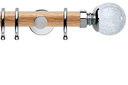 Neo 35mm Oak Wood Pole, Chrome, Crackled Glass Ball