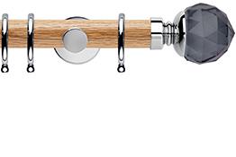 Neo 35mm Oak Wood Pole, Chrome, Smoke Grey Faceted Ball