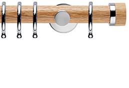 Neo 35mm Oak Wood Pole, Chrome, Oak Stud