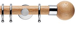 Neo 35mm Oak Wood Pole, Chrome, Oak Ball