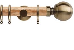 Neo 35mm Oak Wood Pole, Spun Brass, Ball