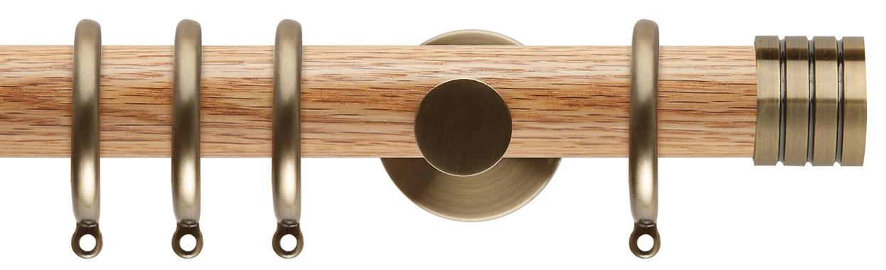 Neo 35mm Oak Wood Pole, Spun Brass, Stud