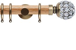 Neo 35mm Oak Wood Pole, Spun Brass, Jewelled Ball