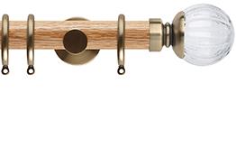Neo 35mm Oak Wood Pole, Spun Brass, Clear Pumpkin Ball