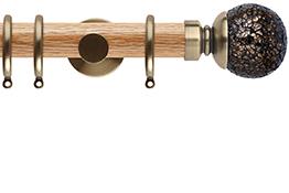 Neo 35mm Oak Wood Pole, Spun Brass, Mosaic Ball