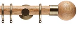 Neo 35mm Oak Wood Pole, Spun Brass, Oak Ball