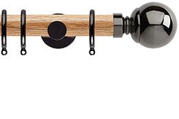 Neo 35mm Oak Wood Pole, Black Nickel, Ball