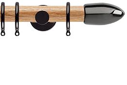 Neo 35mm Oak Wood Pole, Black Nickel, Bullet