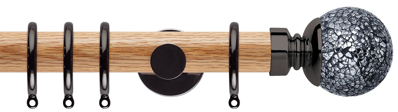 Neo 35mm Oak Wood Pole, Black Nickel, Mosaic Ball