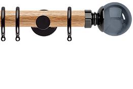 Neo 35mm Oak Wood Pole, Black Nickel, Smoke Grey Ball