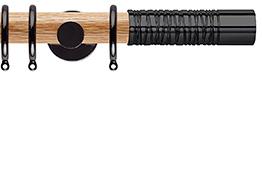 Neo 35mm Oak Wood Pole, Black Nickel, Wired Barrel