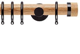 Neo 35mm Oak Wood Pole, Black Nickel, Oak Stud