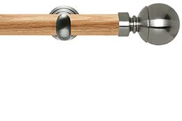 Neo 28mm Oak Wood Eyelet Pole, Stainless Steel Cup, Ball