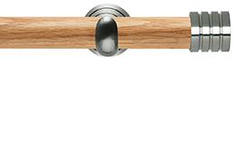 Neo 28mm Oak Wood Eyelet Pole, Stainless Steel Cup, Stud
