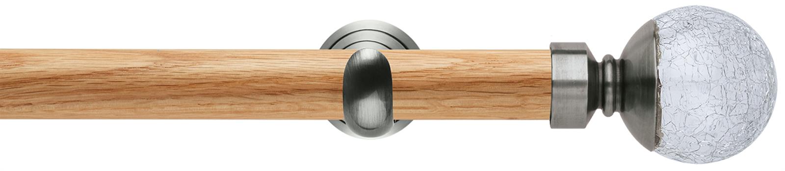Neo 28mm Oak Wood Eyelet Pole, Stainless Steel Cup, Crackled Ball