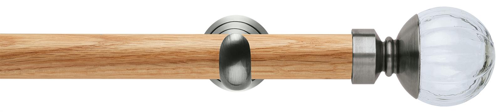 Neo 28mm Oak Wood Eyelet Pole, Stainless Steel Cup, Clear Pumpkin Ball