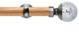 Neo 28mm Oak Wood Eyelet Pole, Stainless Steel Cup, Mosaic Ball