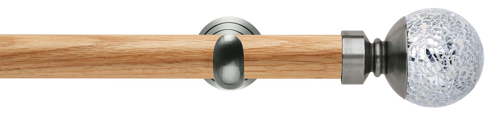 Neo 28mm Oak Wood Eyelet Pole, Stainless Steel Cup, Mosaic Ball
