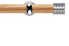 Neo 28mm Oak Wood Eyelet Pole, Chrome Cup, Stud
